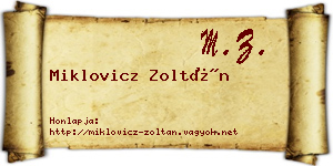 Miklovicz Zoltán névjegykártya